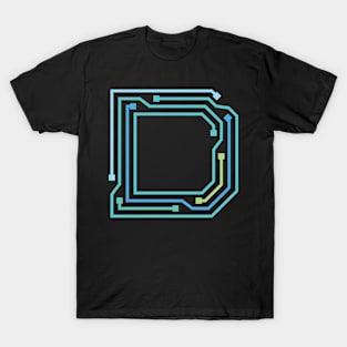 Alphabet D Circuit Typography Design T-Shirt